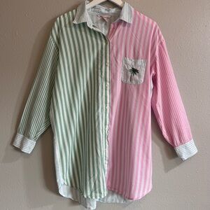 Victoria’s Secret Striped Palm Tree Sleep Shirt – M Comfy loungewear sleepwear